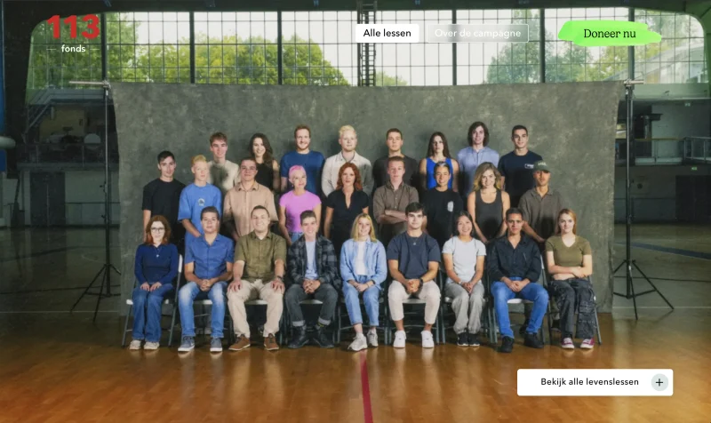 The Dutch campaign website for 113 "Lessen voor het leven"