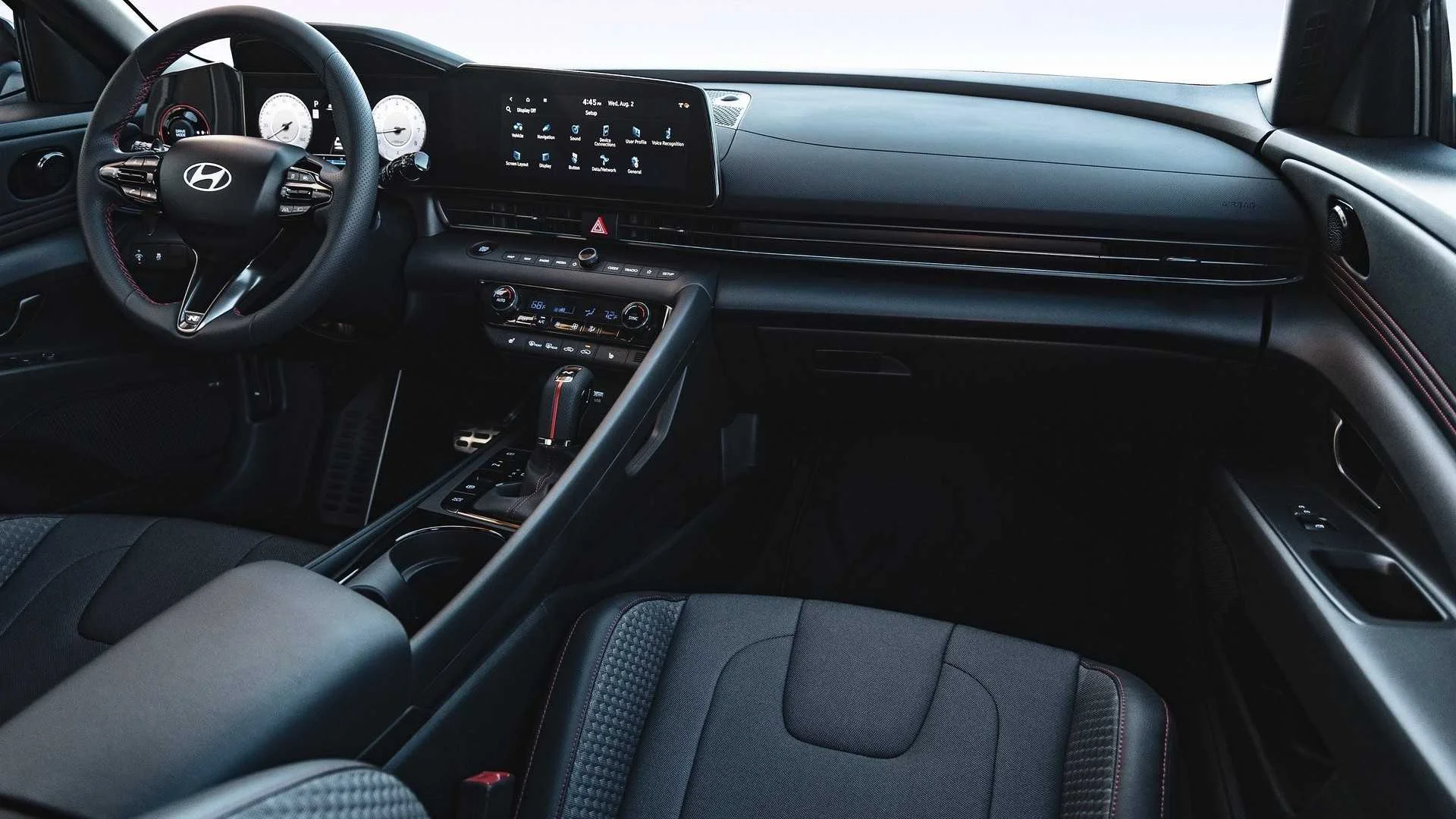 Shot of the passenger side in a 2024 Hyundai Elantra N-Line