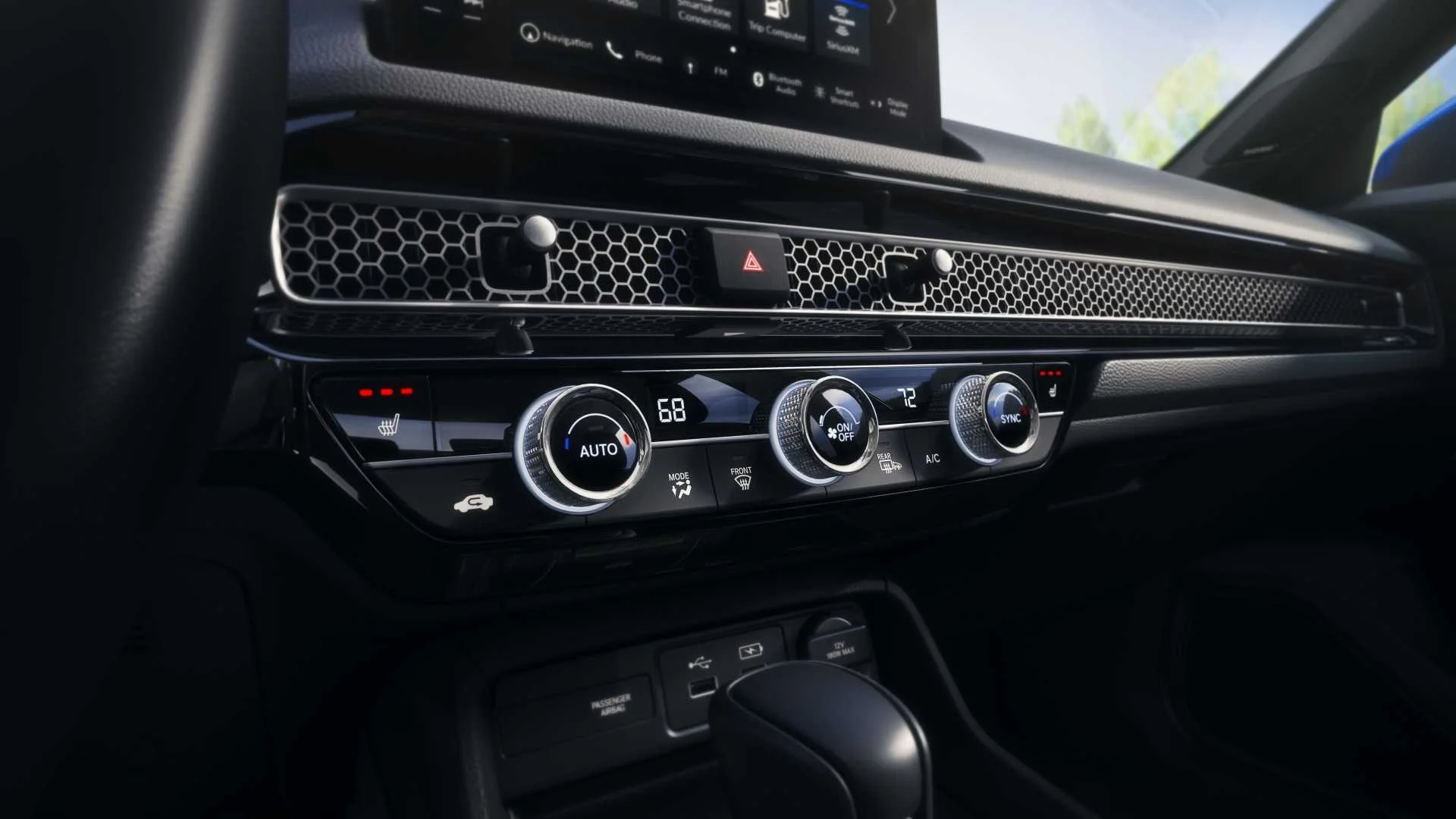Shot of the climate controls in a 2025 Honda Civic Hatchback
