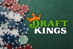 DraftKings online poker logo beside poker chips following Michigan approval for multi-state poker network across New Jersey and Pennsylvania