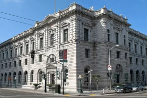 Ninth Circuit Court of Appeals James R. Browning U.S. Courthouse in San Francisco, where judges heard the Kalshi tribal gaming appeal over sports event contracts.