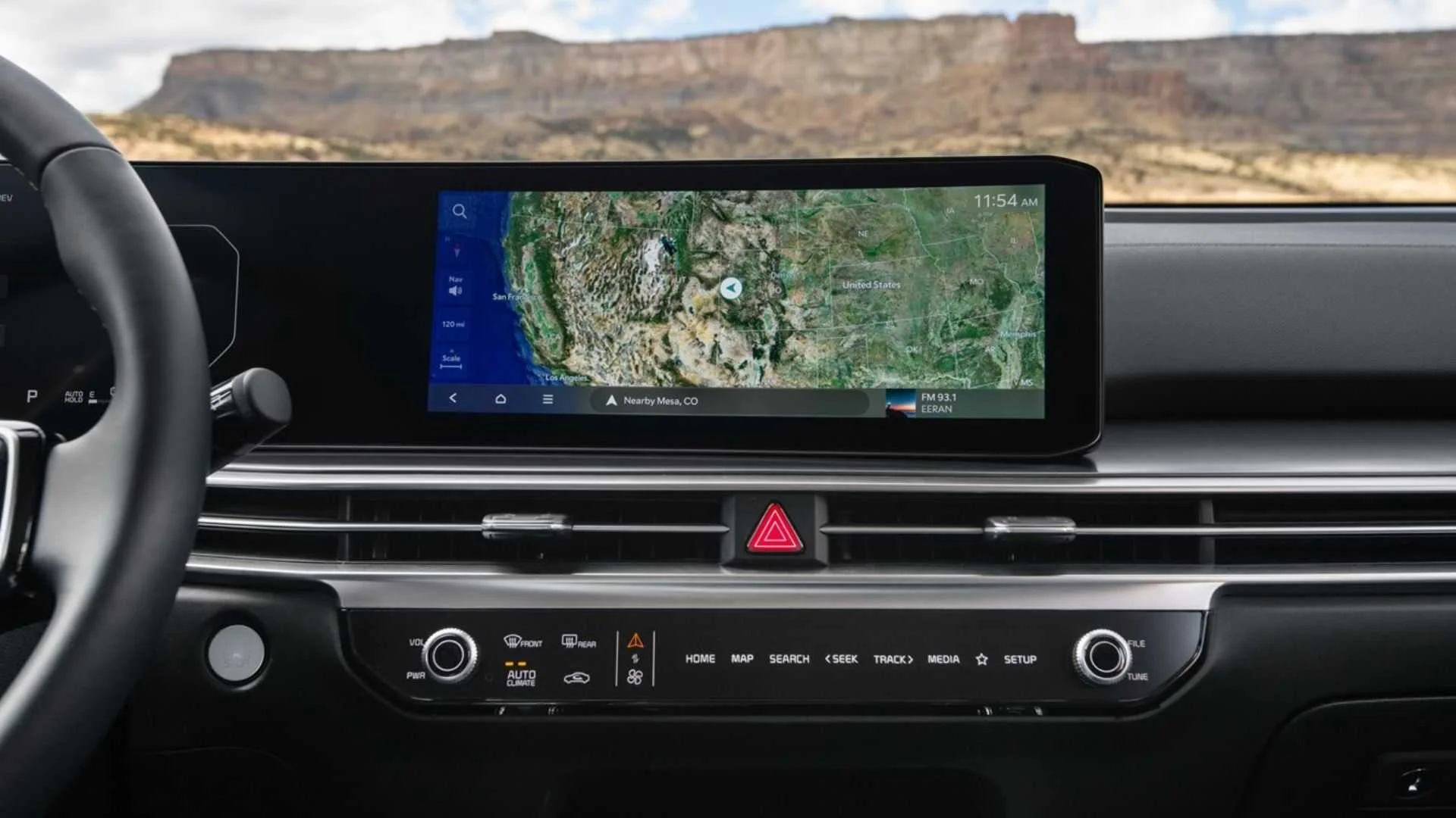 Close-up shot of the infotainment screen in a 2025 Kia Sorento Hybrid.