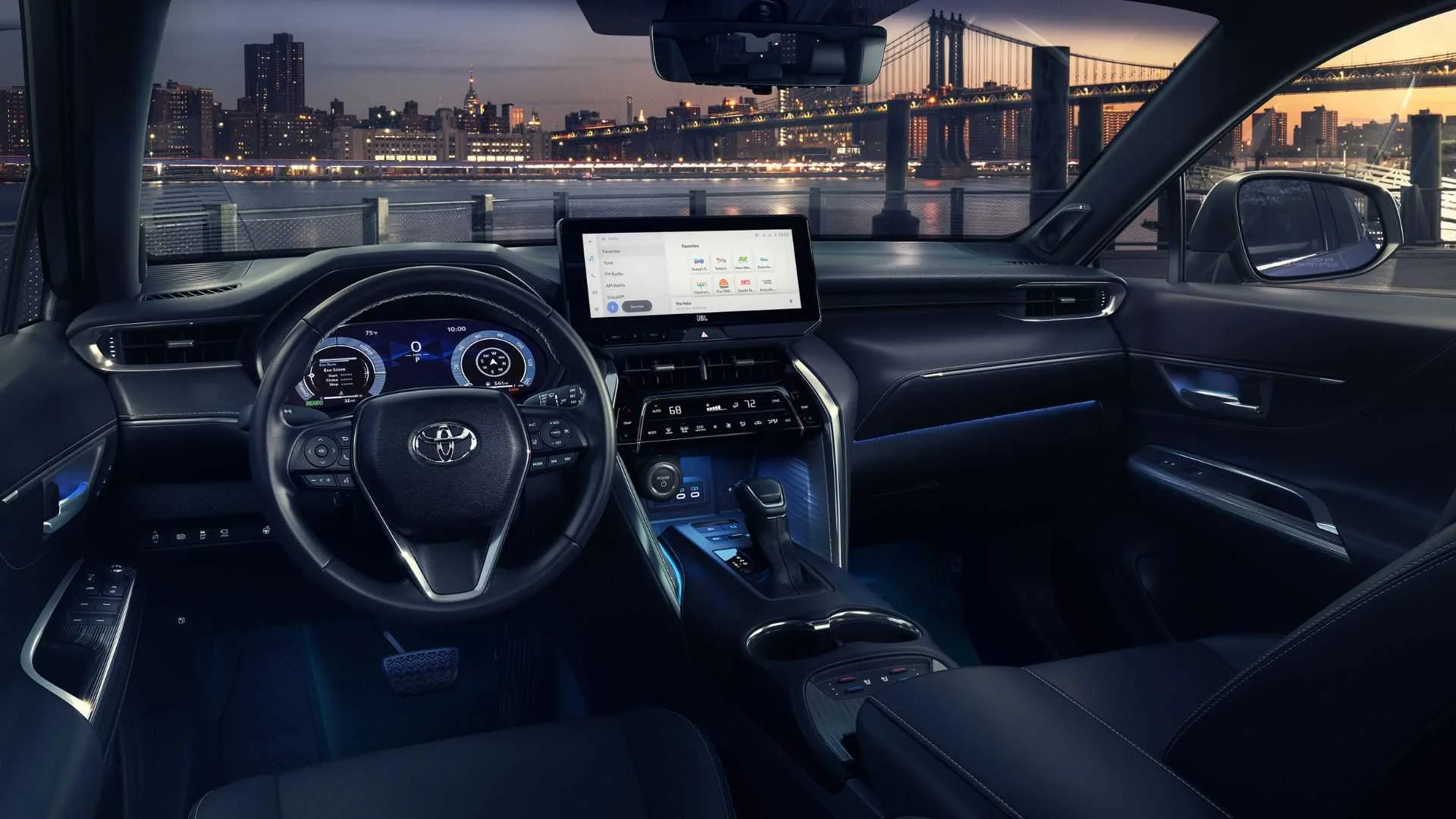 Shot inside the cabin of a 2024 Toyota Venza Limited, showing the front seats and dashboard.