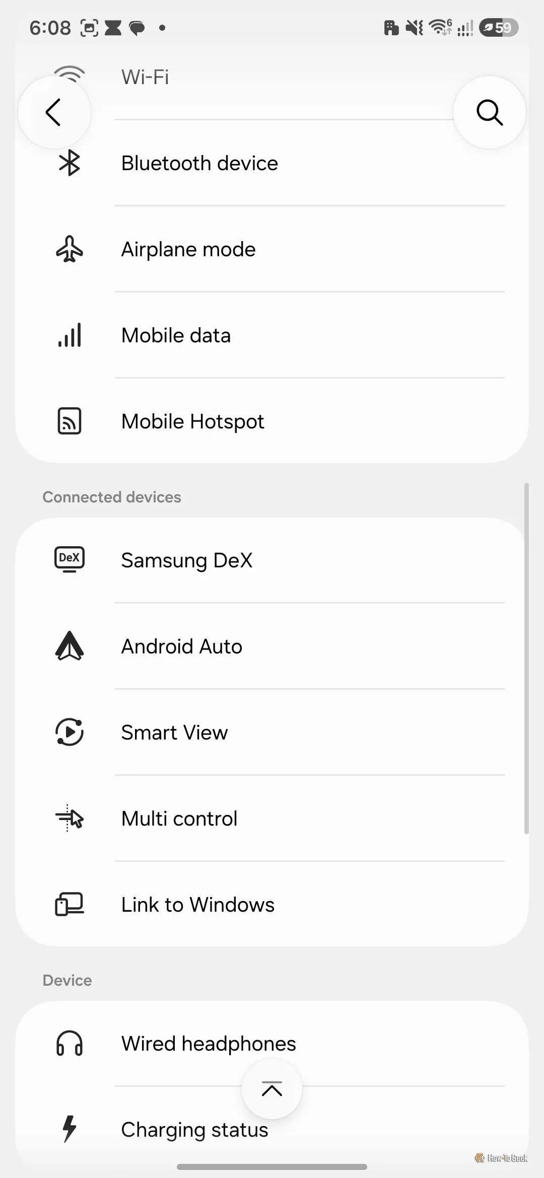 Condition list scrolled to connection triggers including airplane mode, mobile data, Samsung DeX, and Android Auto.