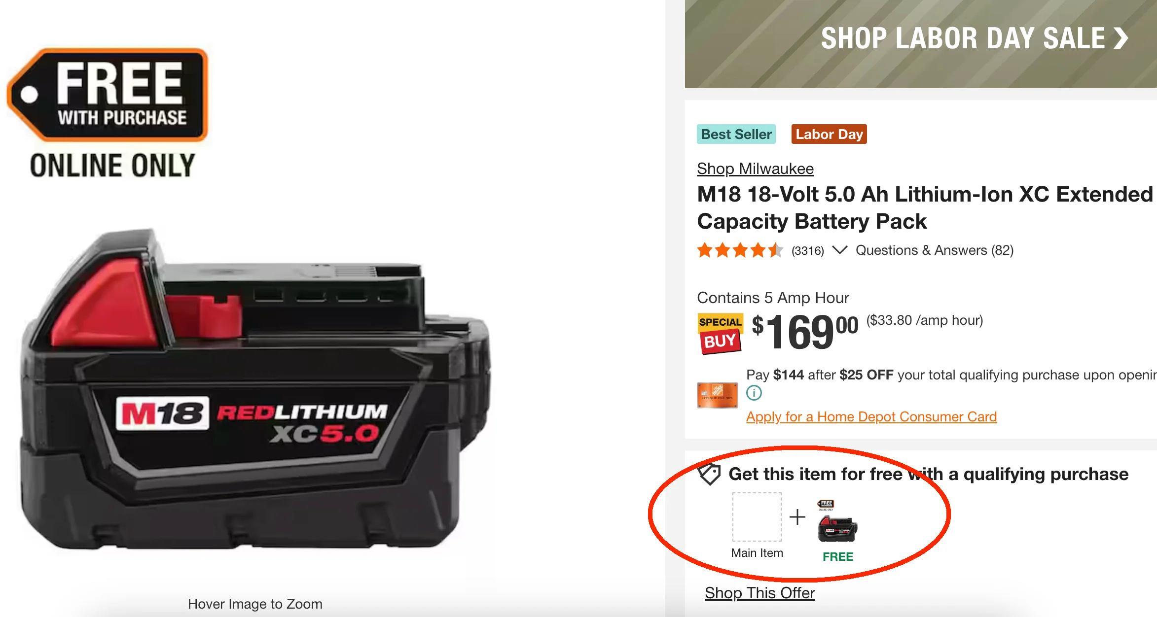 free Milwaukee battery deal at Home Depot