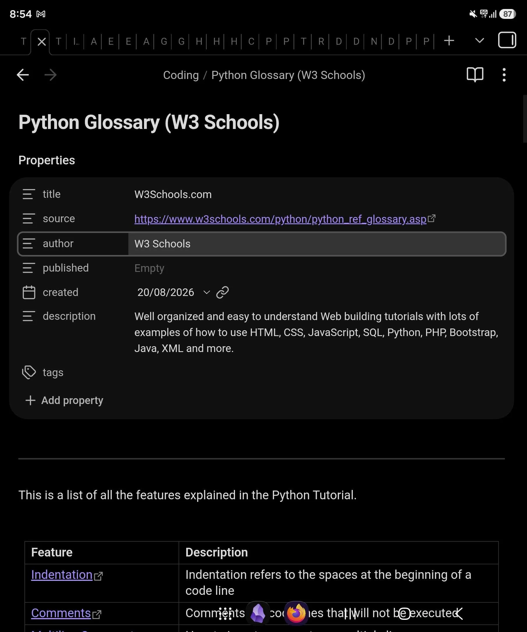 A python glossary clipping captured with Obsidian web clipper.