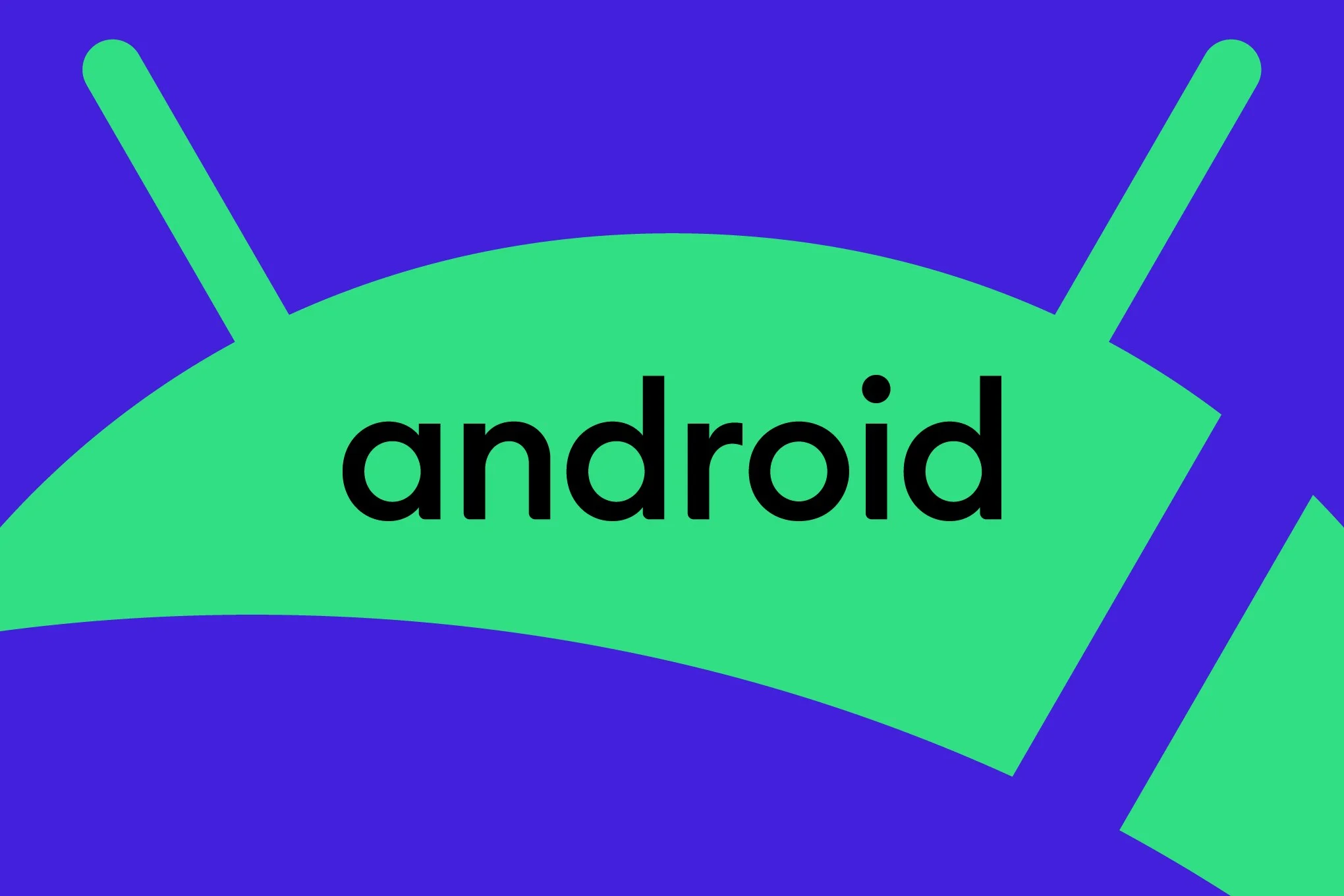 An image of the Android logo on a blue and green background