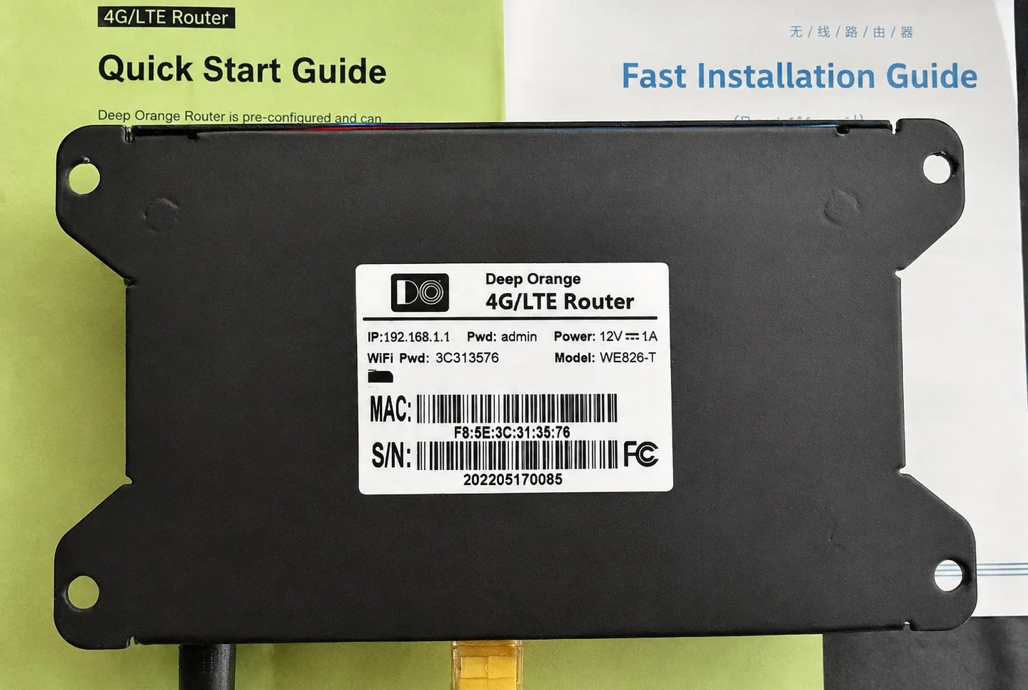 A photograph of the Deep Orange 4G/LTE Router, which is a rebranded ZBT device.