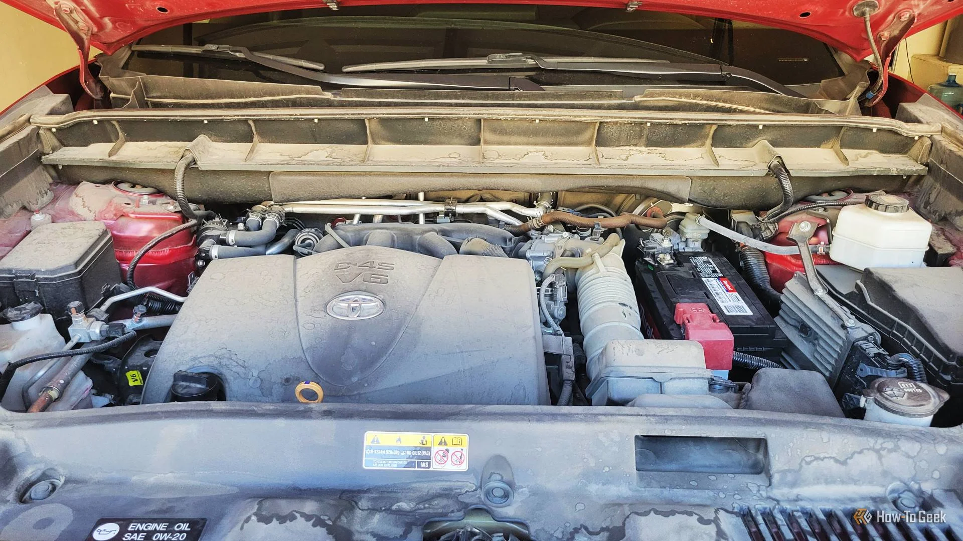 A car engine opened