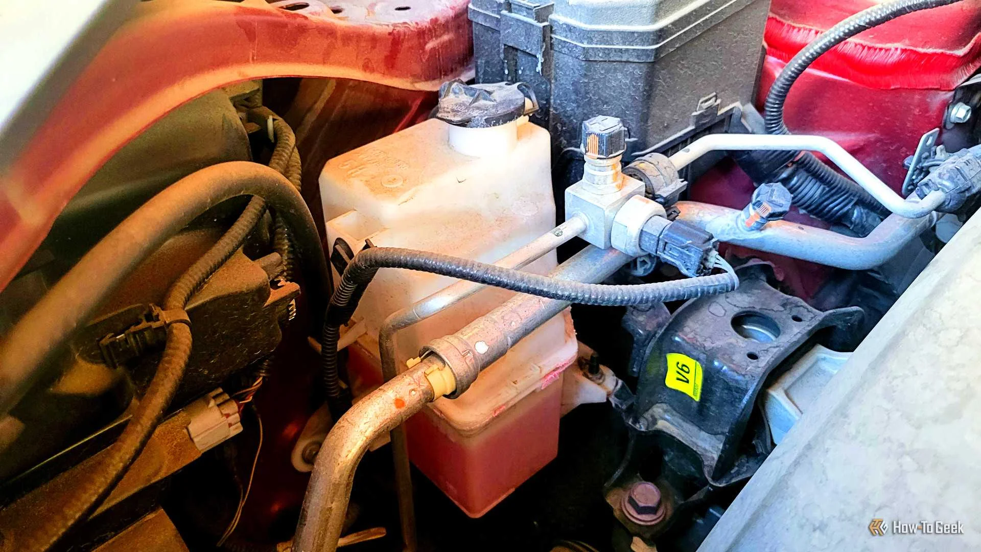 Coolant in a car engine, almost full