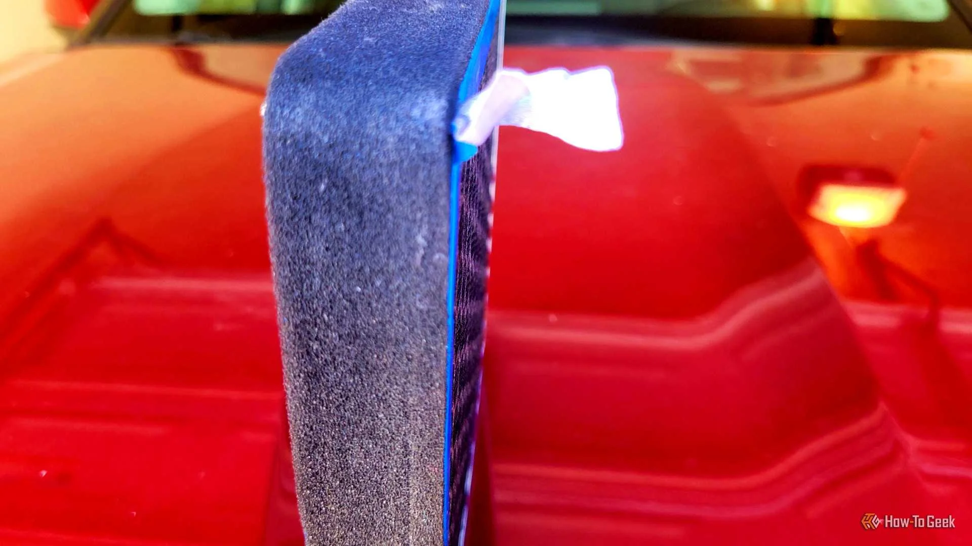 A cabin air filter from the side