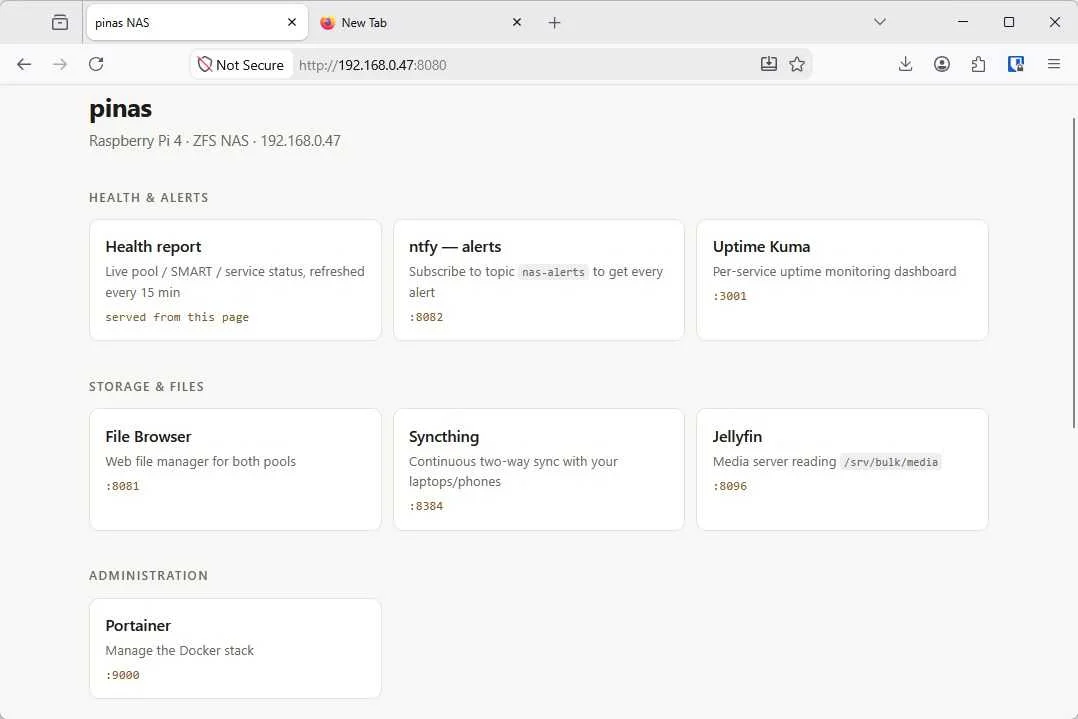 A NAS dashboard.