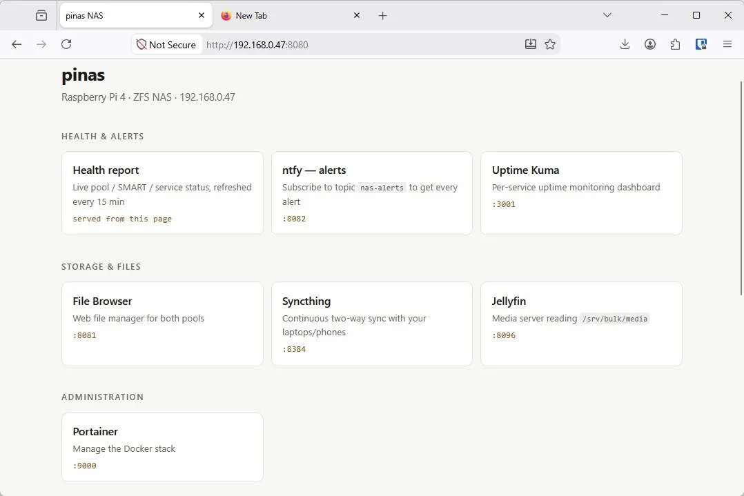 A NAS dashboard.