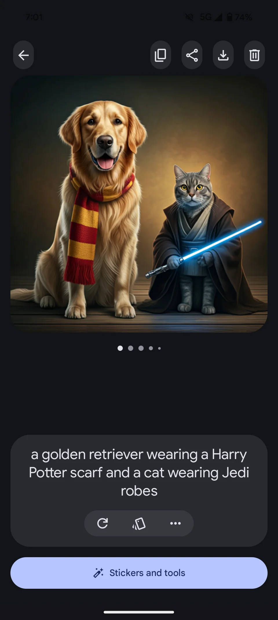 Pixel Studio AI photo generator creating a photo of a dog and a cat
