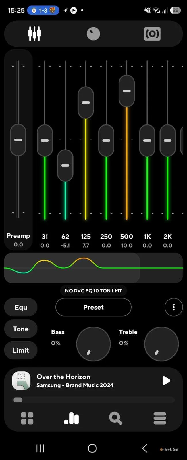 Setting bass and equalizer