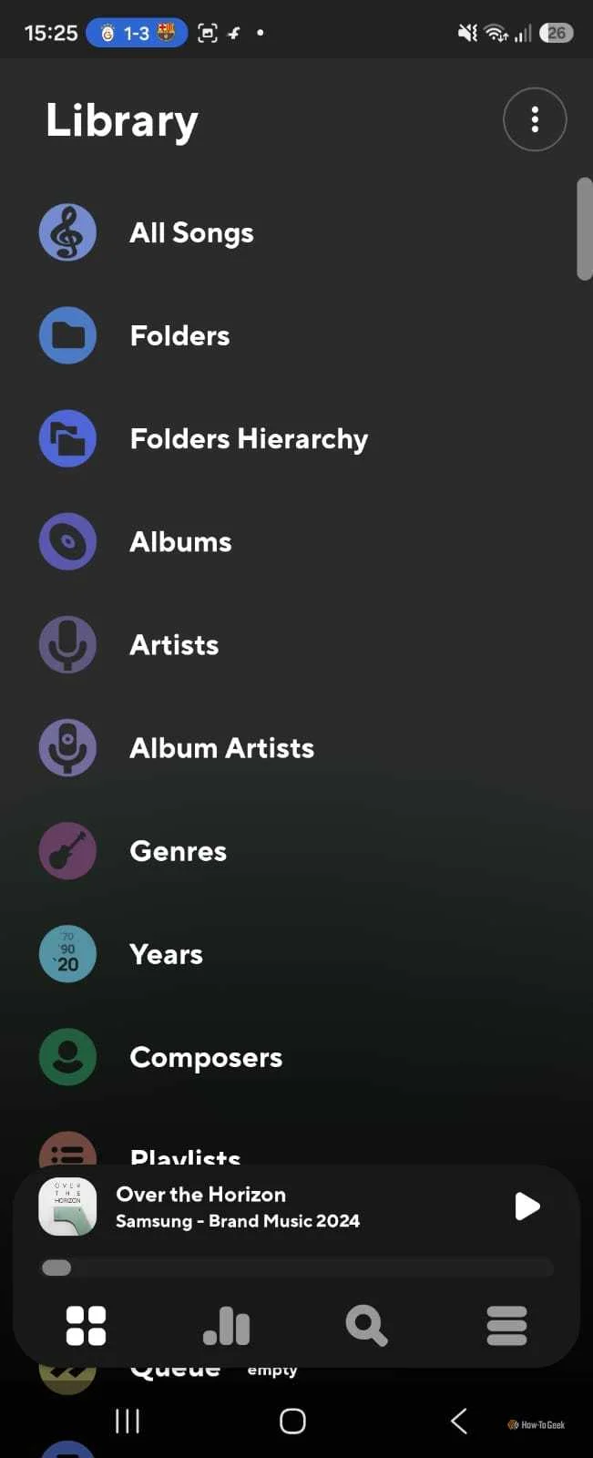 Poweramp library menu