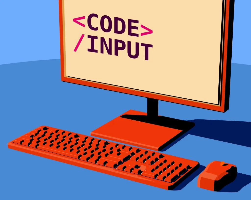 Computer monitor with code input text.
